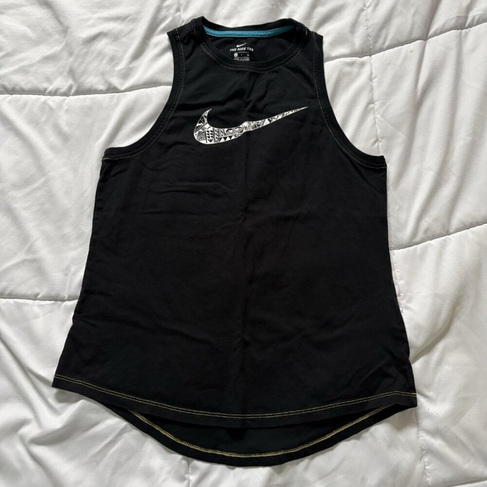 Nike Womens Size Small N7 Tank Top Black White 100% Cotton Activewear